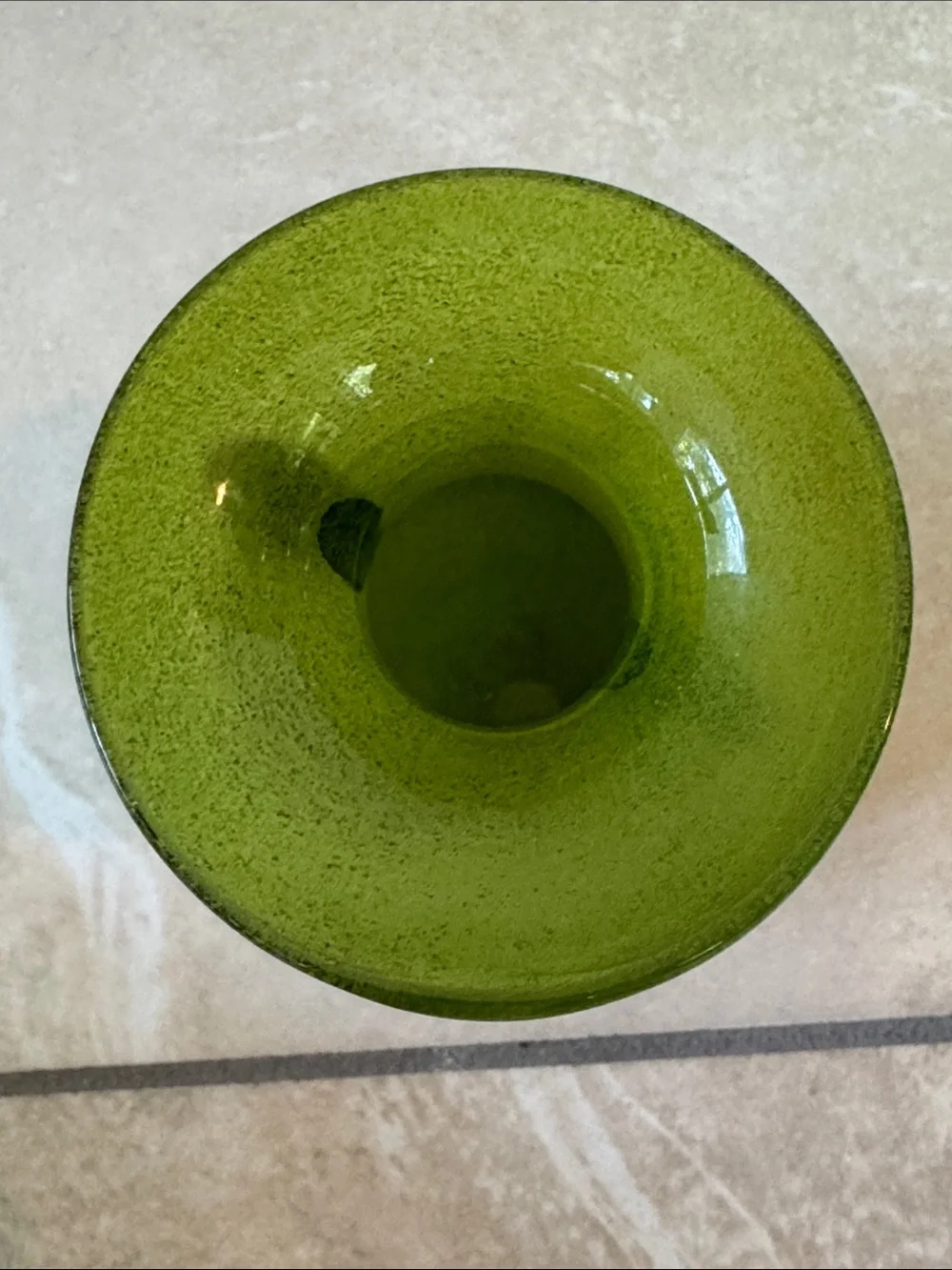 Green Art Glass Textured w/ Applied Handles Vase 5.75
